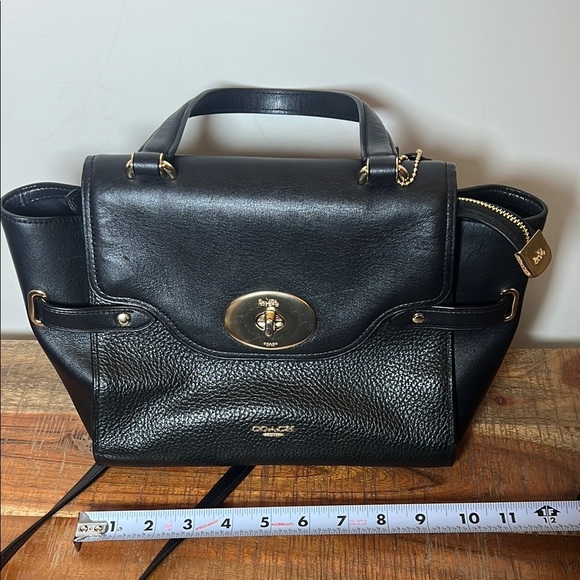 Coach Black Blake Flap Caryall Leather Satchel - Picture 15 of 16